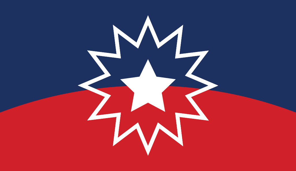 The Juneteenth flag. The Juneteenth flag is red, white, and blue, echoing the colors of the American flag, to symbolize that all former slaves and their descendants became American citizens under the law. The white star on the flag represents Texas with the burst around it being the new freedom throughout the land over the horizon, hence the arch of red in the background..
