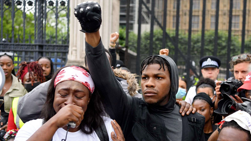 Black people protesting in Bristol, UK