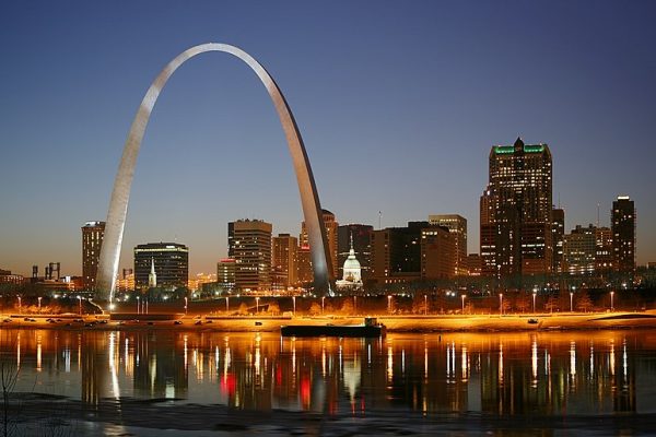 City of St. Louis Arch at nighttime